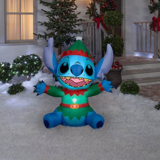 4.5ft. Airblown® Inflatable Disney® Stitch As Elf Christmas Light Décor